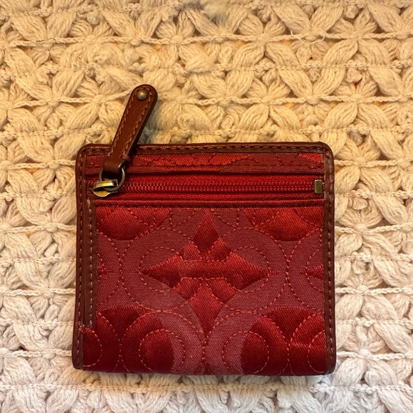 Authentic Coach Signature Satin & Leather Wallet in Beautiful Burgundy & Pink! - Picture 2 of 10